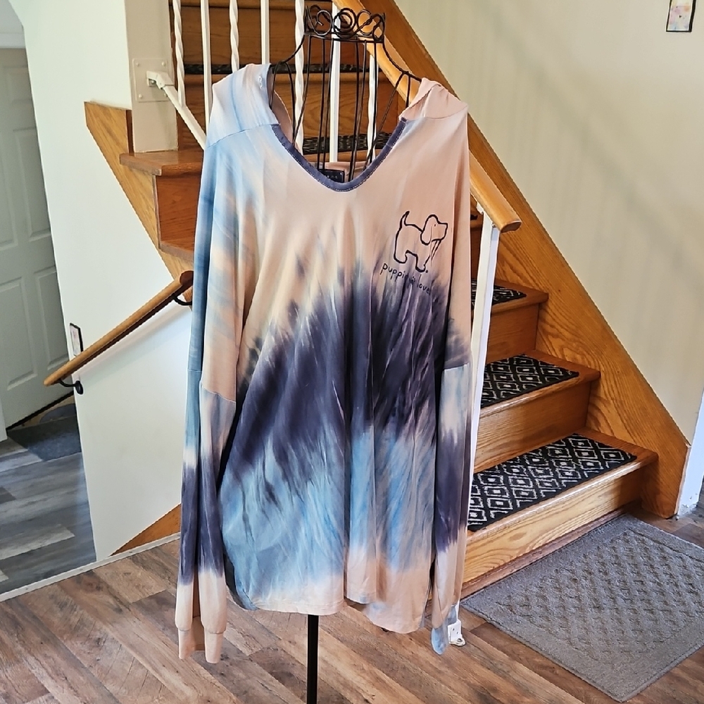 👚PUPPY LOVE Women's Tie-Dye Long Sleeve Top With Hood